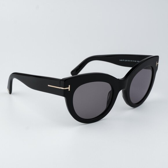 Tom Ford Women Sunglasses LUCILLA Shiny Black Smoke Mirror Cat Eye FT1063/S 01C - Picture 5 of 12